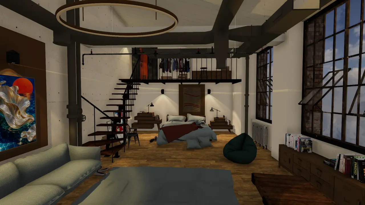 Salón del loft en NÁCAR3D